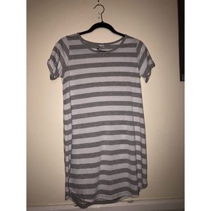 Grey & White T-Shirt Dress